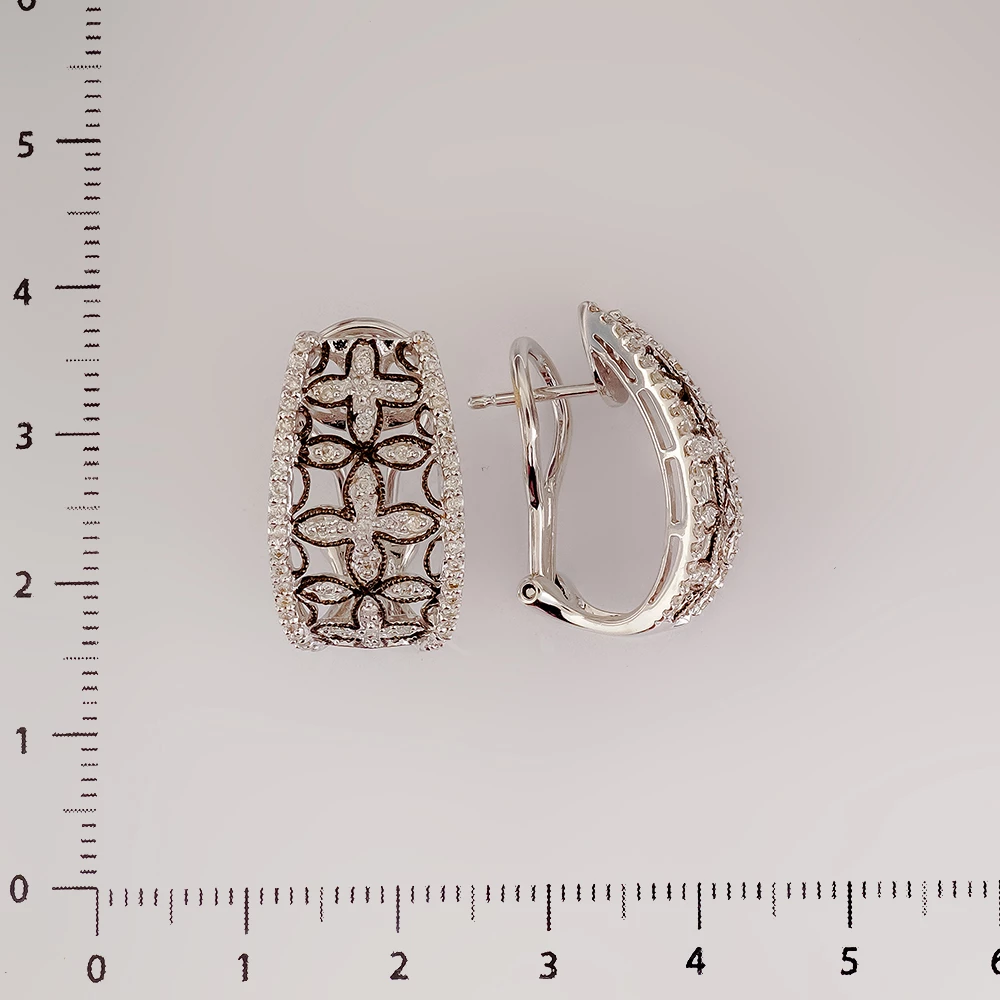 Серьги с бриллиантом из белого золота 750 пробы