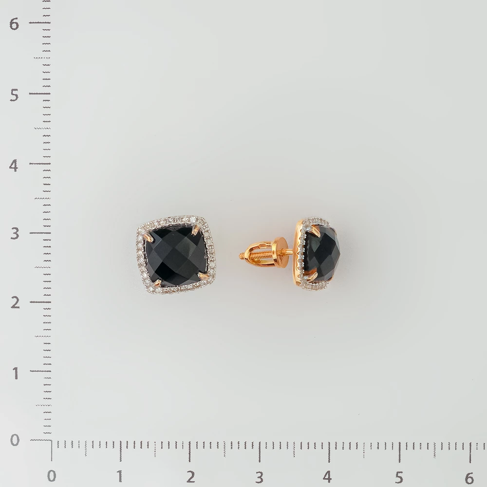 Серьги с агатом из красного золота 585 пробы