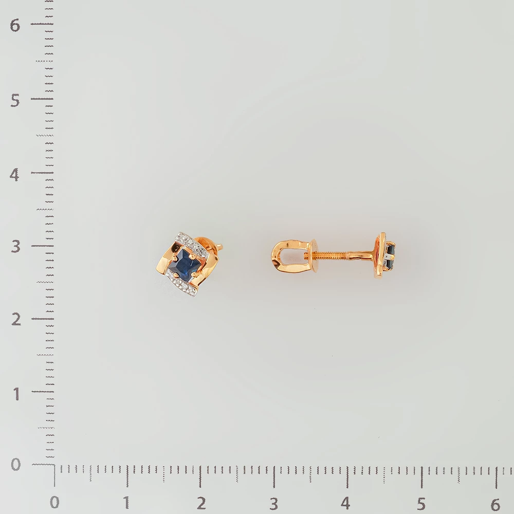 Серьги с сапфиром из желтого золота 585 пробы