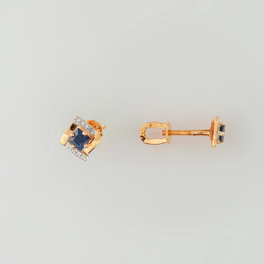 Серьги с сапфиром из желтого золота 585 пробы