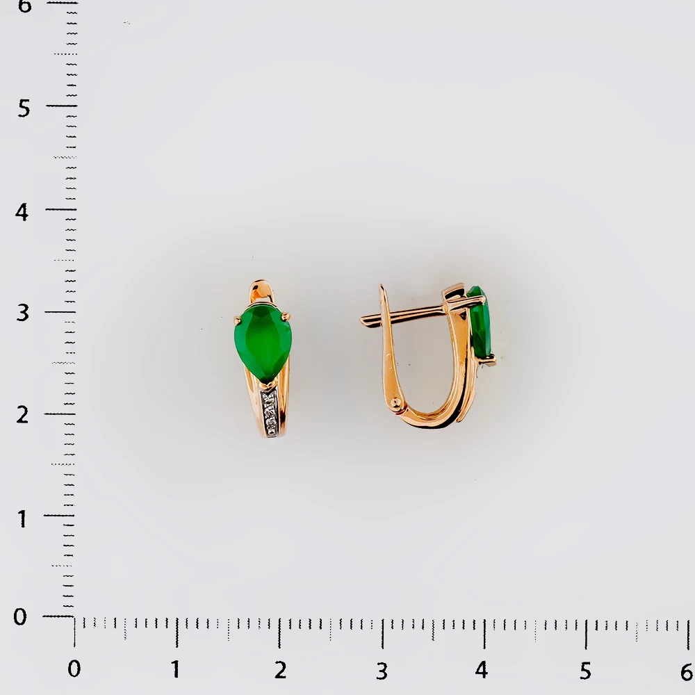 Серьги с агатом из красного золота 585 пробы