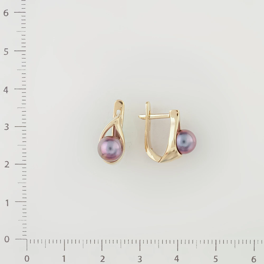 Серьги с культивированным жемчугом из белого золота 585 пробы