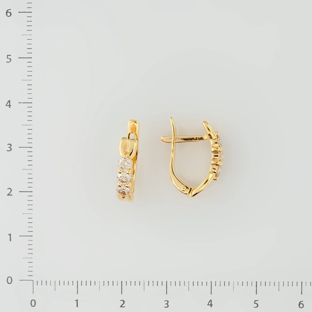 Серьги с бриллиантом из желтого золота 585 пробы
