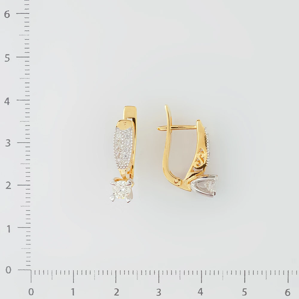Серьги с бриллиантом из желтого золота 585 пробы