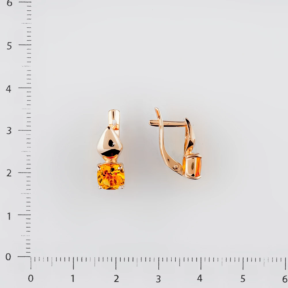 Серьги с ситаллом из красного золота 585 пробы