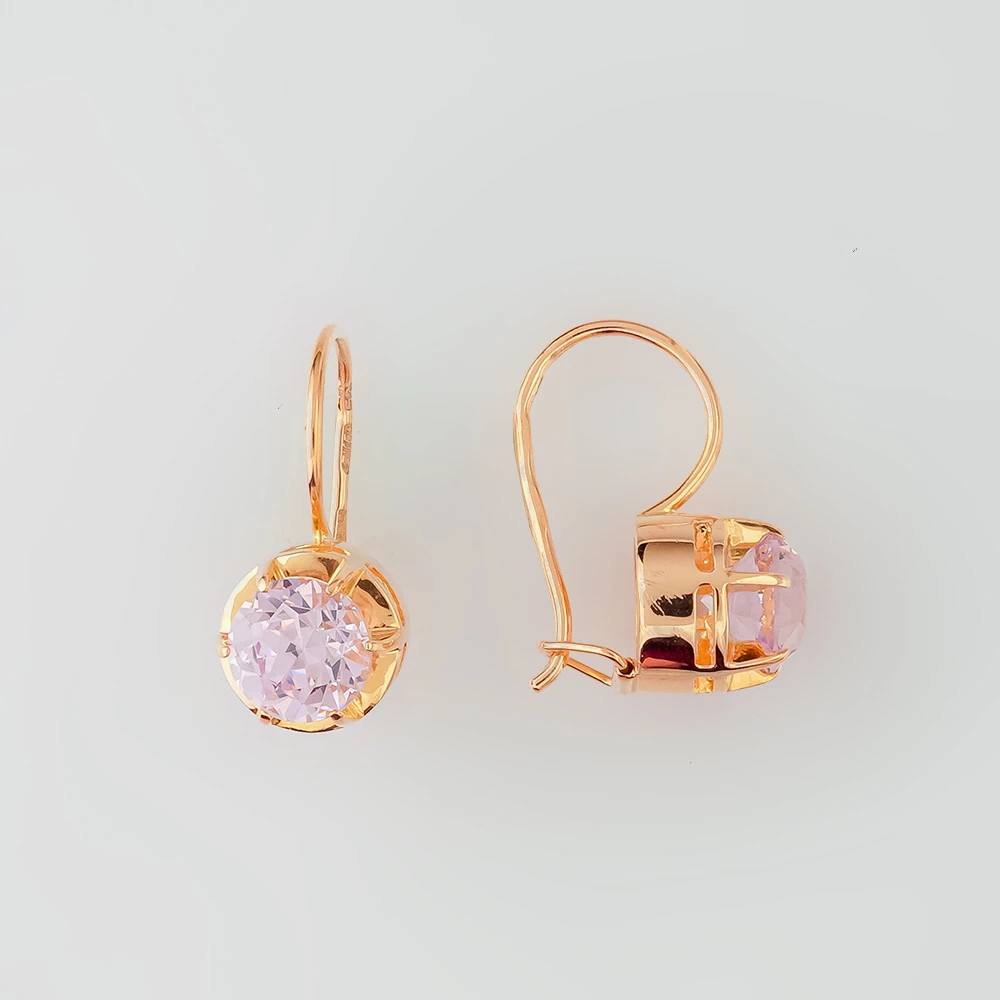 Серьги с корундом синтетическим из красного золота 583 пробы