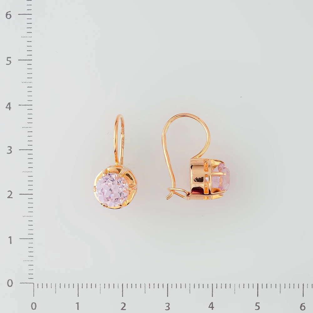 Серьги с корундом синтетическим из красного золота 583 пробы