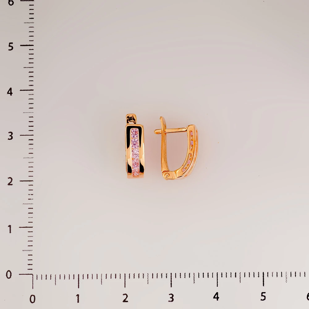 Серьги с фианитом из красного золота 585 пробы