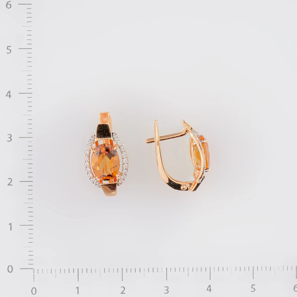 Серьги с ситаллом из красного золота 585 пробы