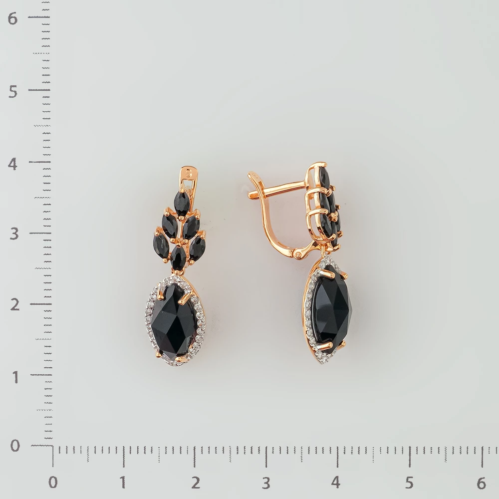 Серьги с ониксом из красного золота 585 пробы