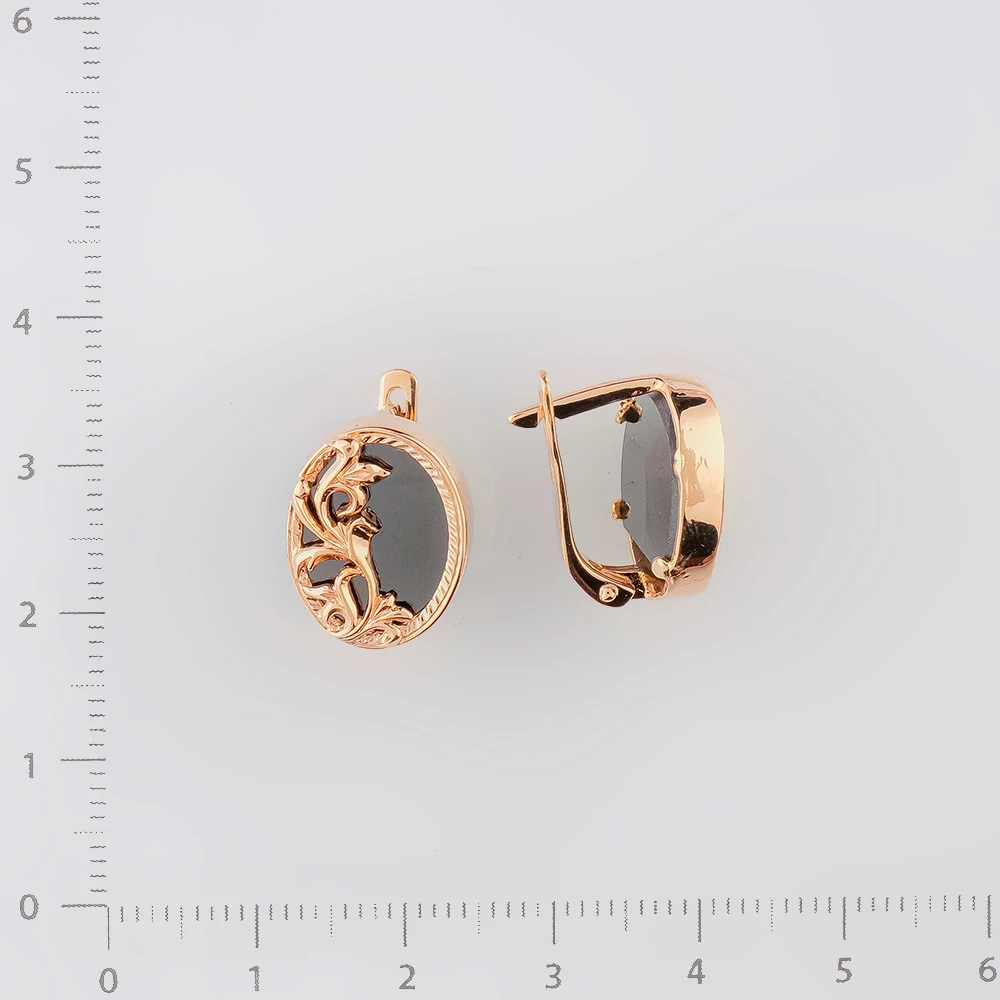 Серьги с агатом из красного золота 585 пробы