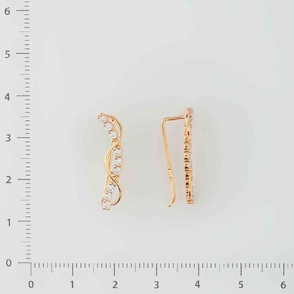 Серьги с фианитом из красного золота 585 пробы