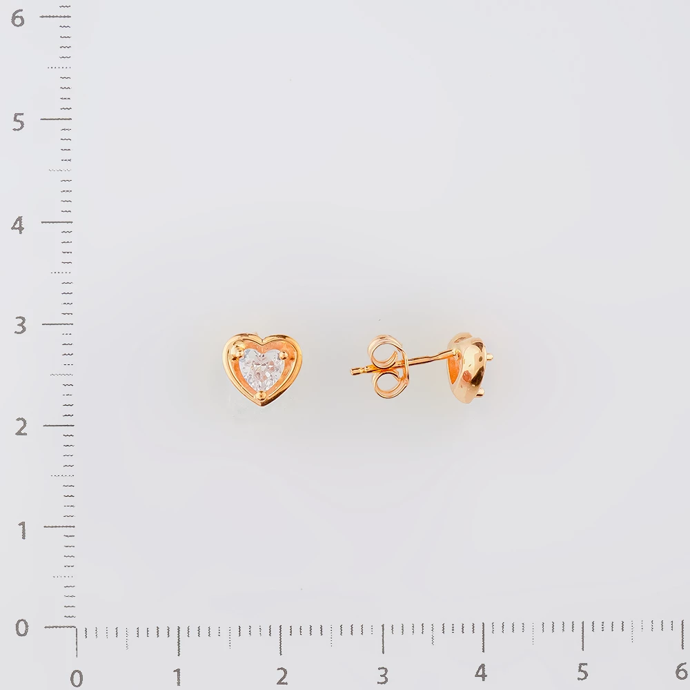 Серьги с фианитом из красного золота 585 пробы
