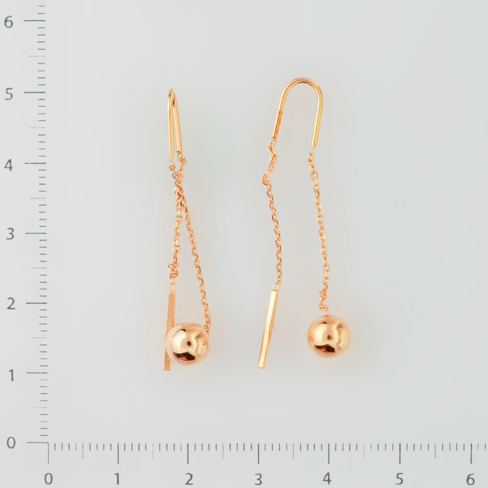 Серьги-продевки из красного золота 585 пробы
