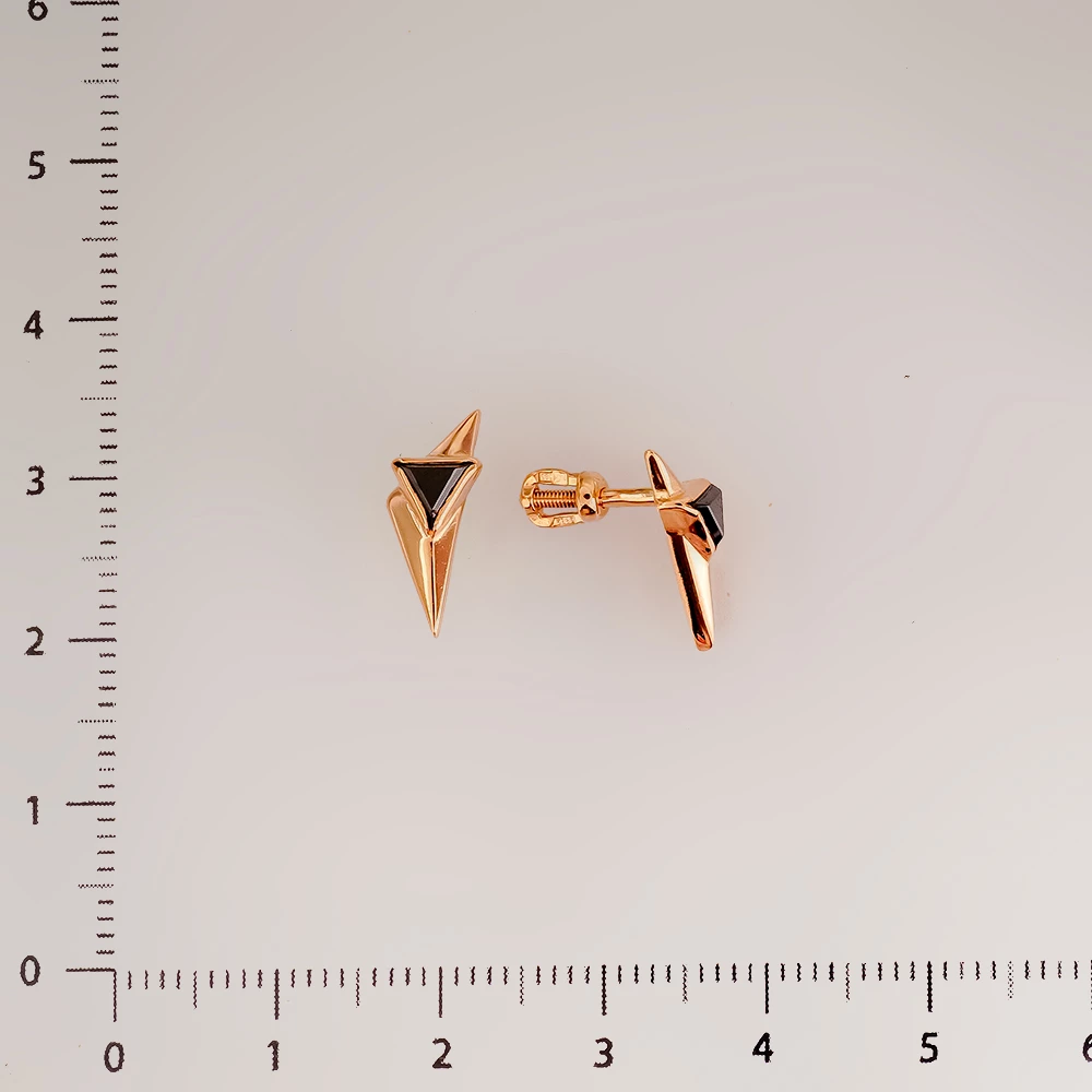 Серьги с ониксом из красного золота 585 пробы