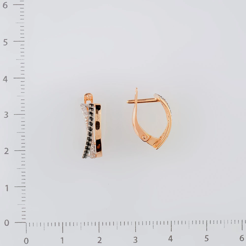 Серьги с фианитом из красного золота 585 пробы