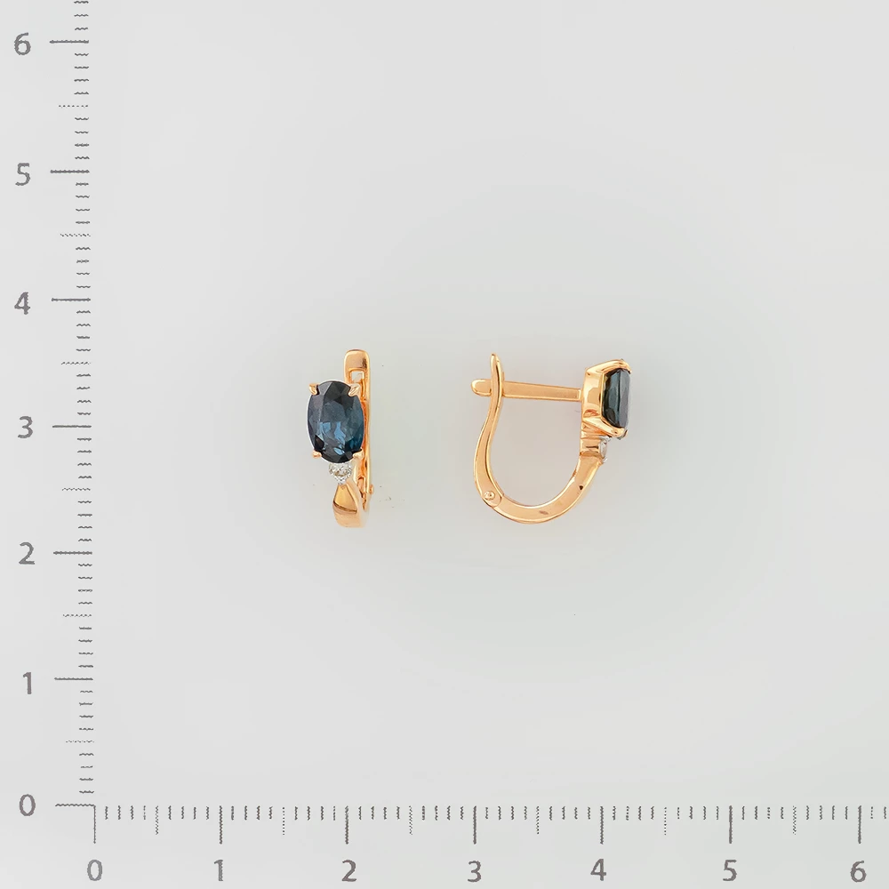 Серьги с сапфиром из красного золота 585 пробы