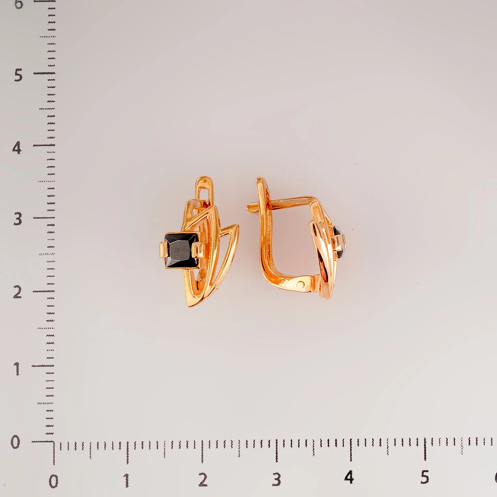 Серьги с фианитом из красного золота 585 пробы