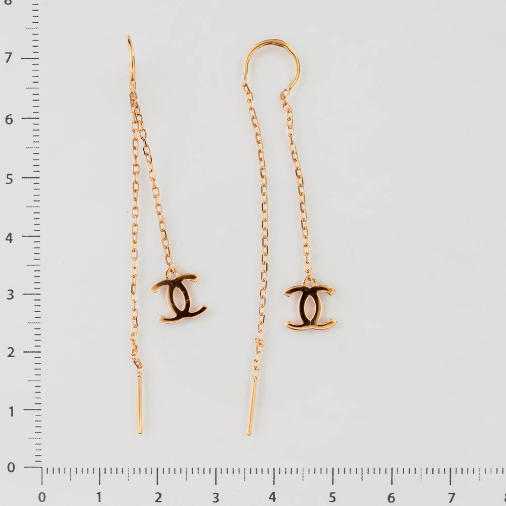 Серьги-продевки из красного золота 585 пробы