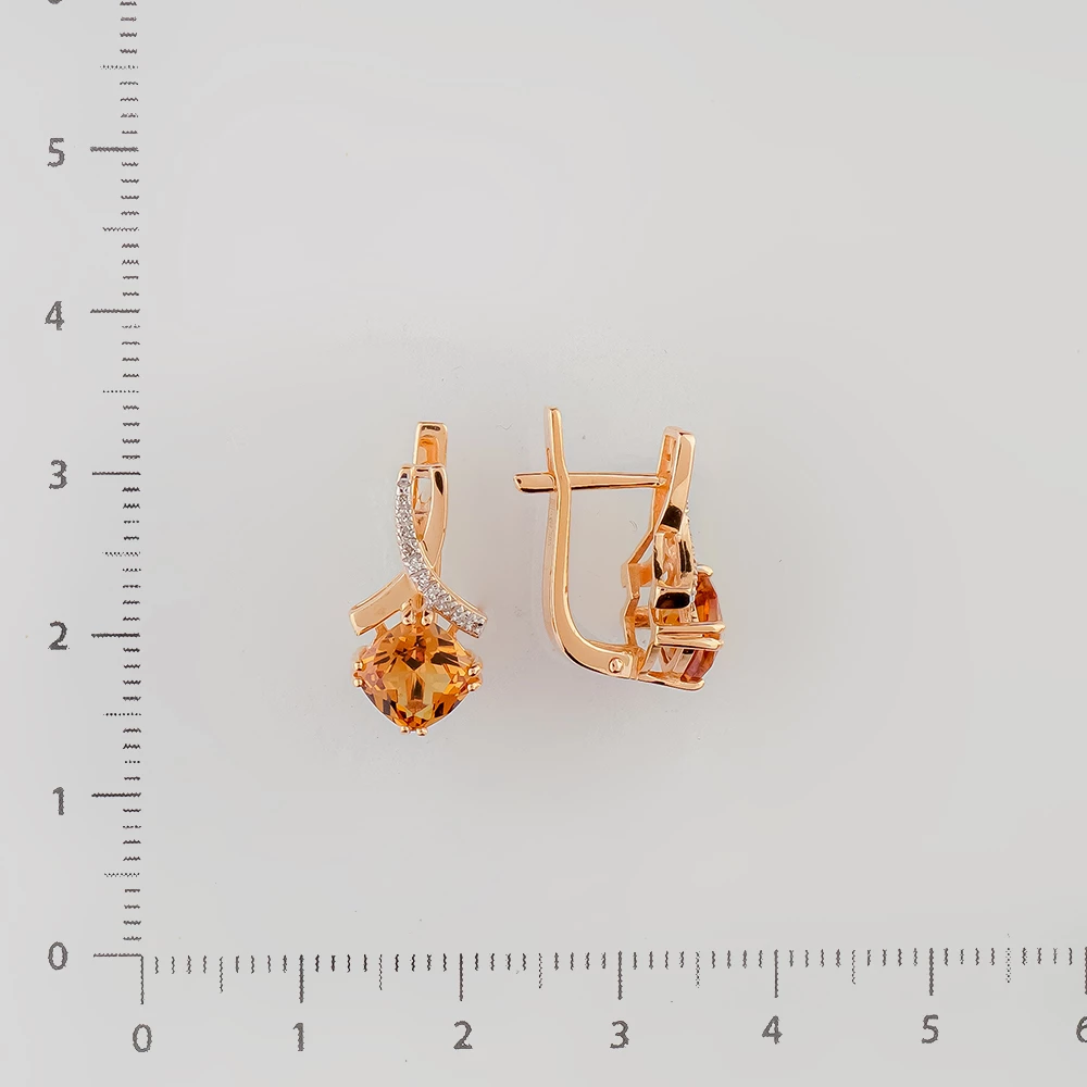Серьги с ситаллом из красного золота 585 пробы