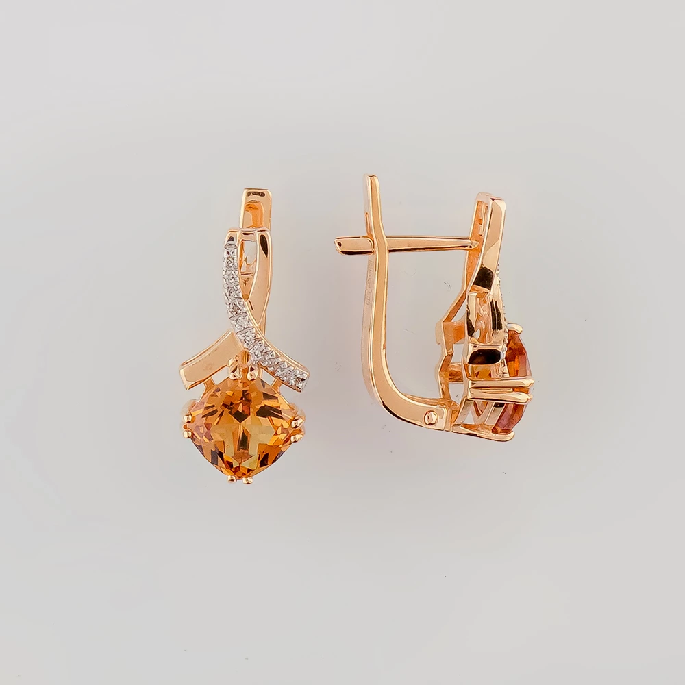 Серьги с ситаллом из красного золота 585 пробы