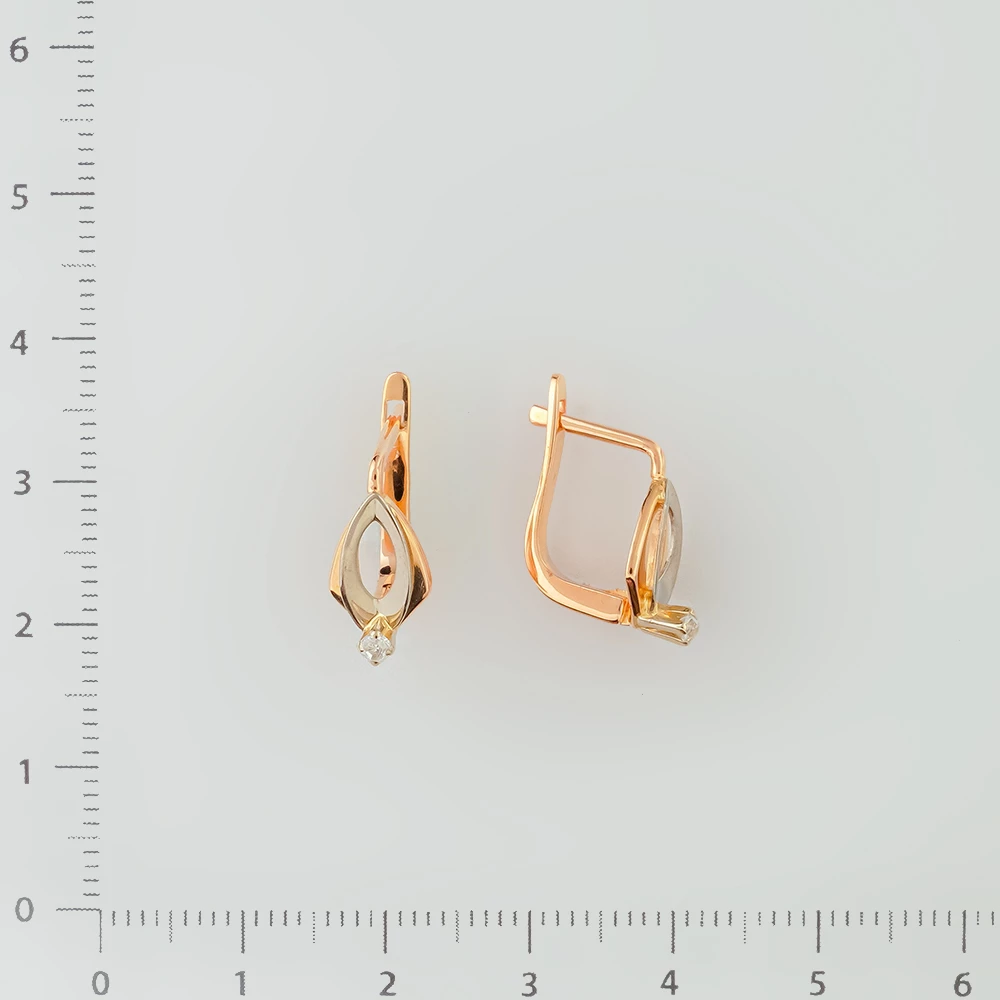 Серьги с фианитом из красного золота 583 пробы