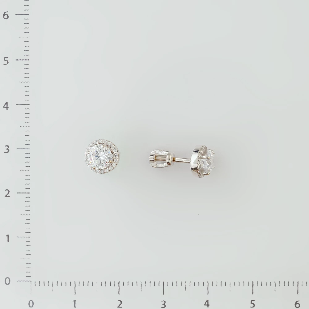 Серьги с фианитом из белого золота 585 пробы