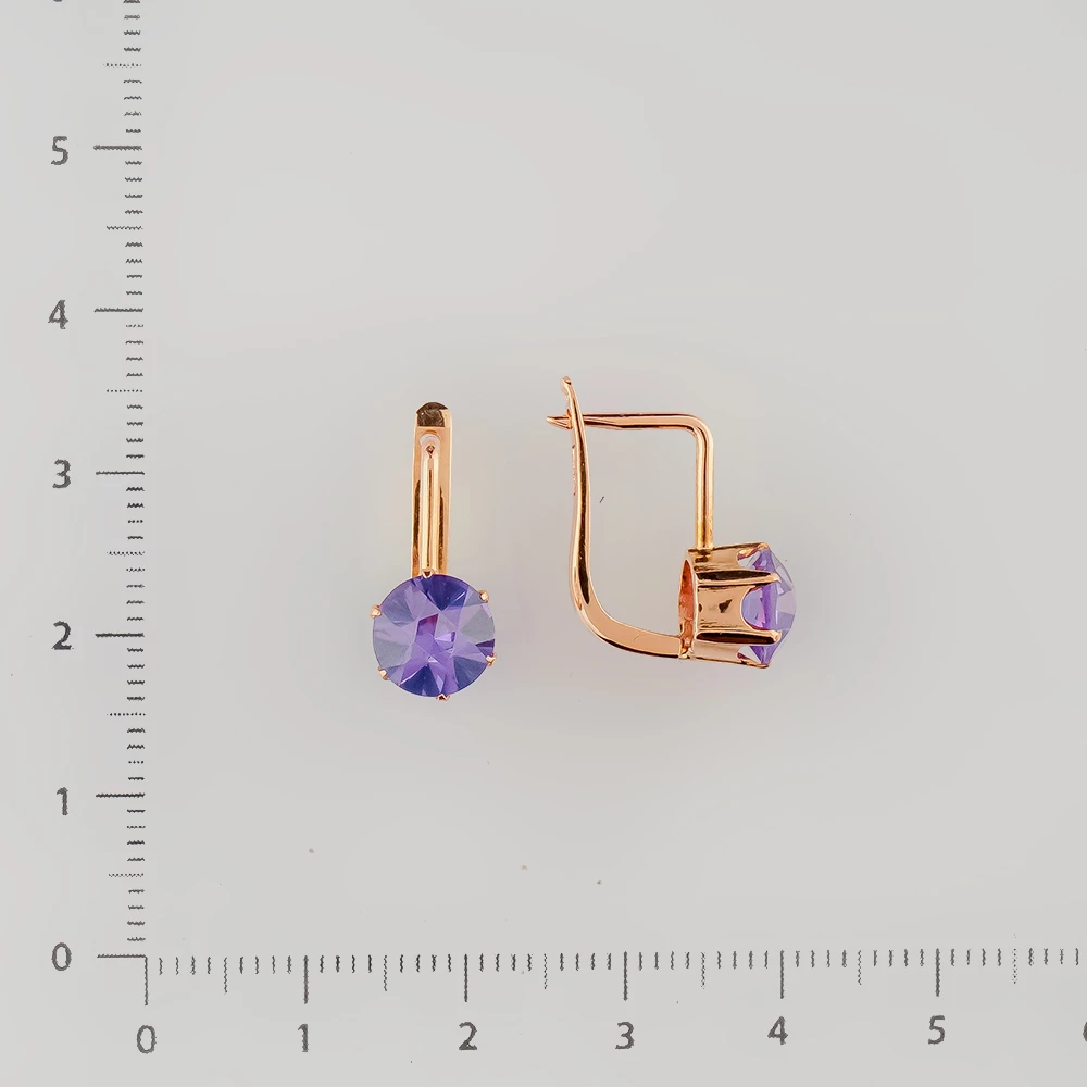 Серьги с корундом синтетическим из красного золота 583 пробы