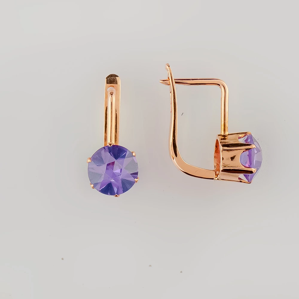 Серьги с корундом синтетическим из красного золота 583 пробы