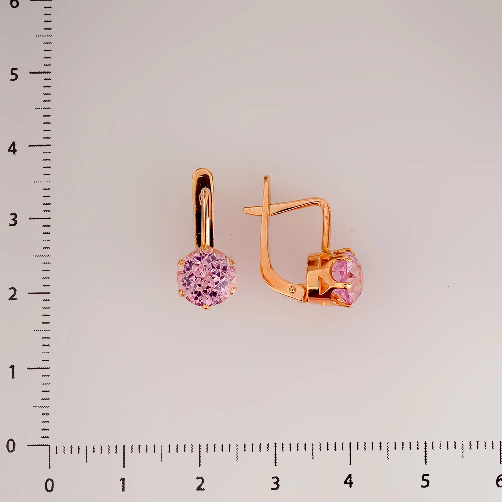 Серьги с корундом синтетическим из красного золота 583 пробы