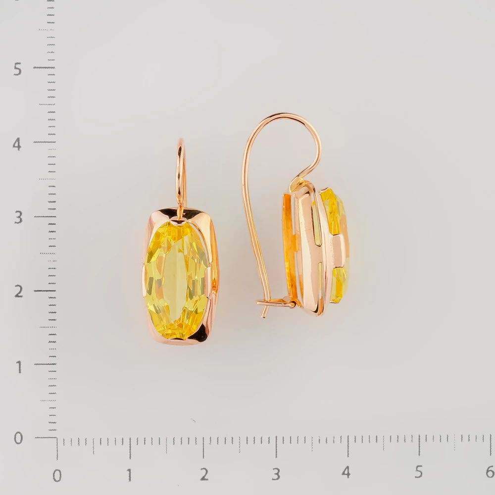 Серьги с корундом синтетическим из красного золота 583 пробы