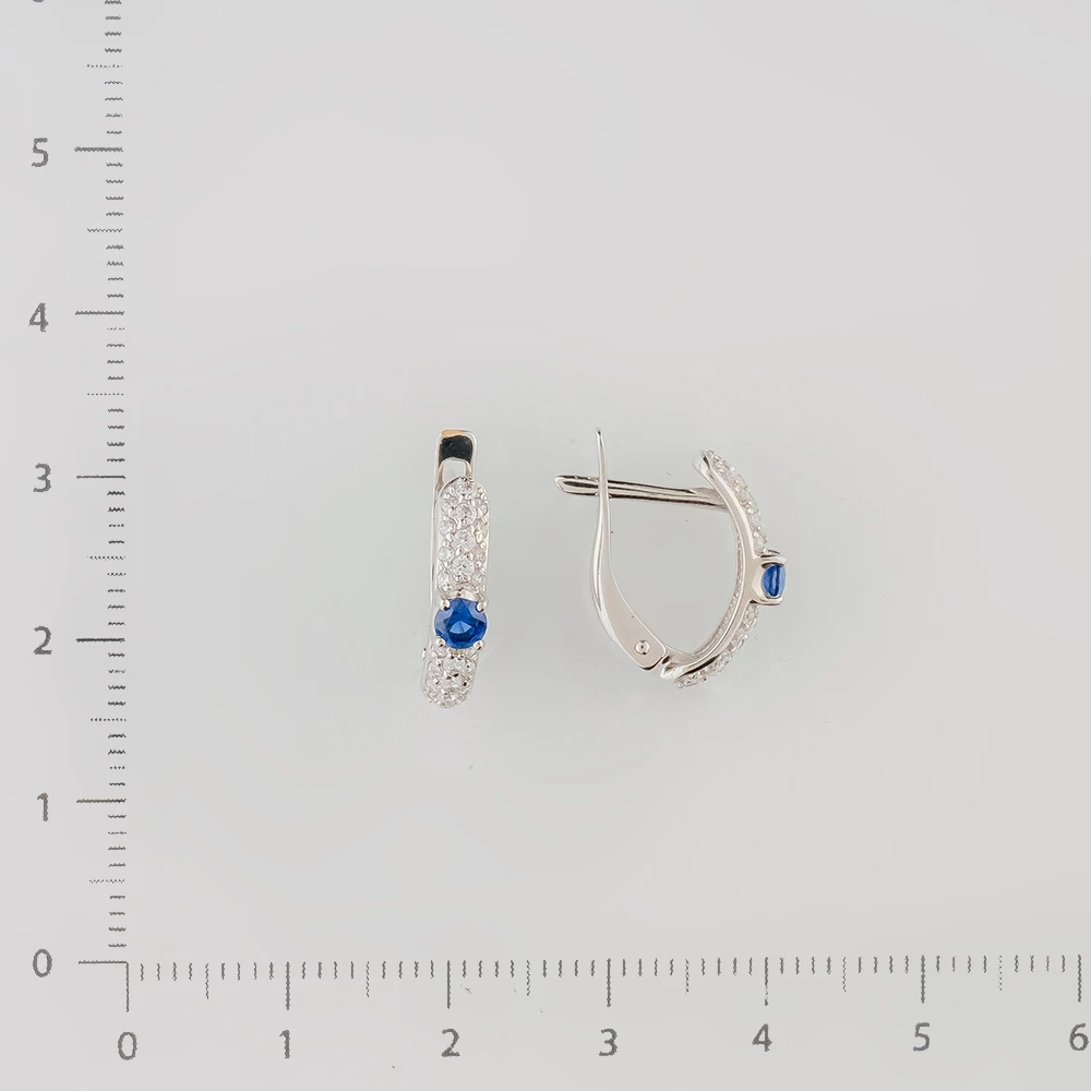 Серьги с фианитом из белого золота 585 пробы