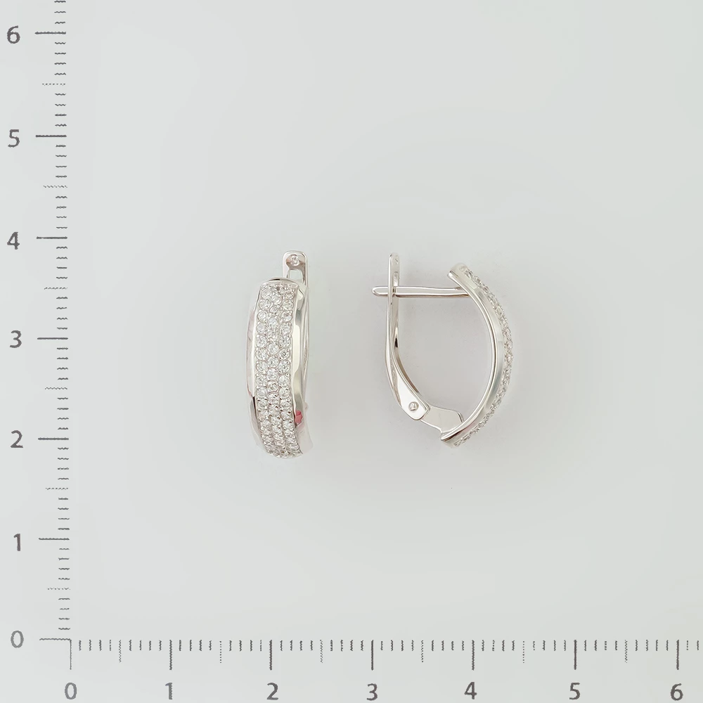 Серьги с фианитом из белого золота 585 пробы