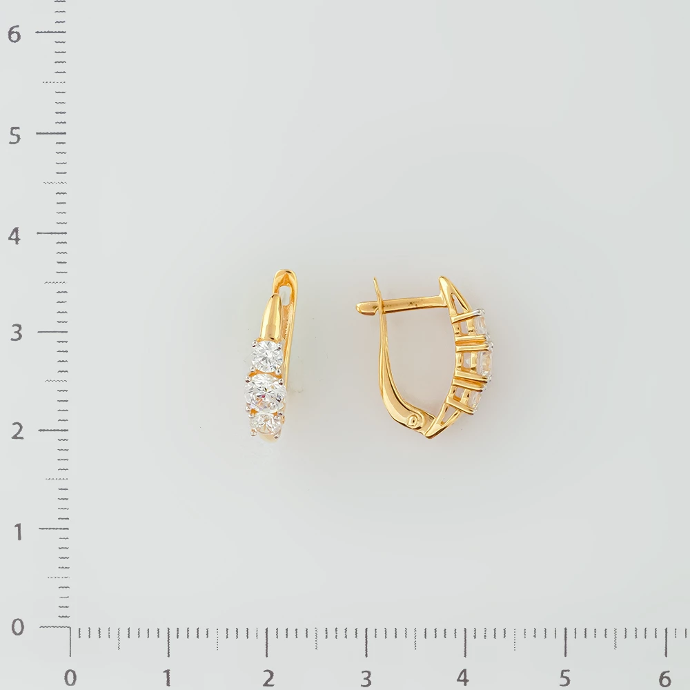 Серьги с фианитом из желтого золота 585 пробы
