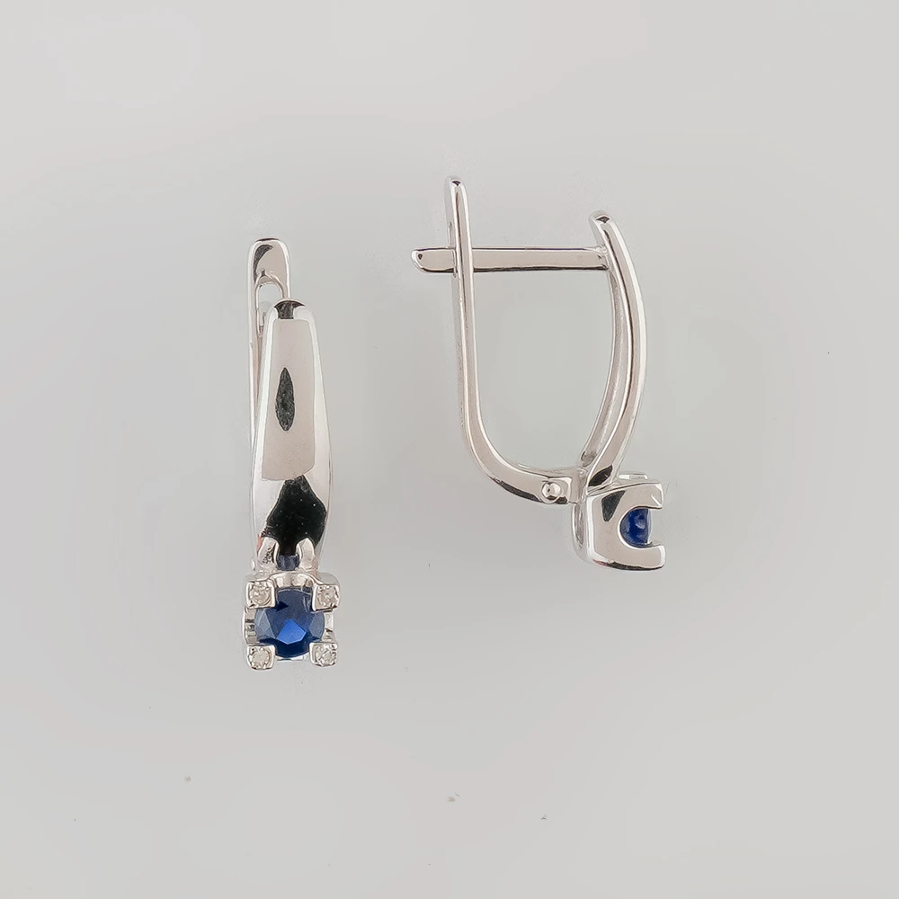 Серьги с сапфиром из белого золота 585 пробы