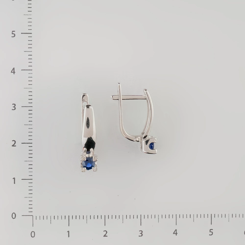 Серьги с сапфиром из белого золота 585 пробы