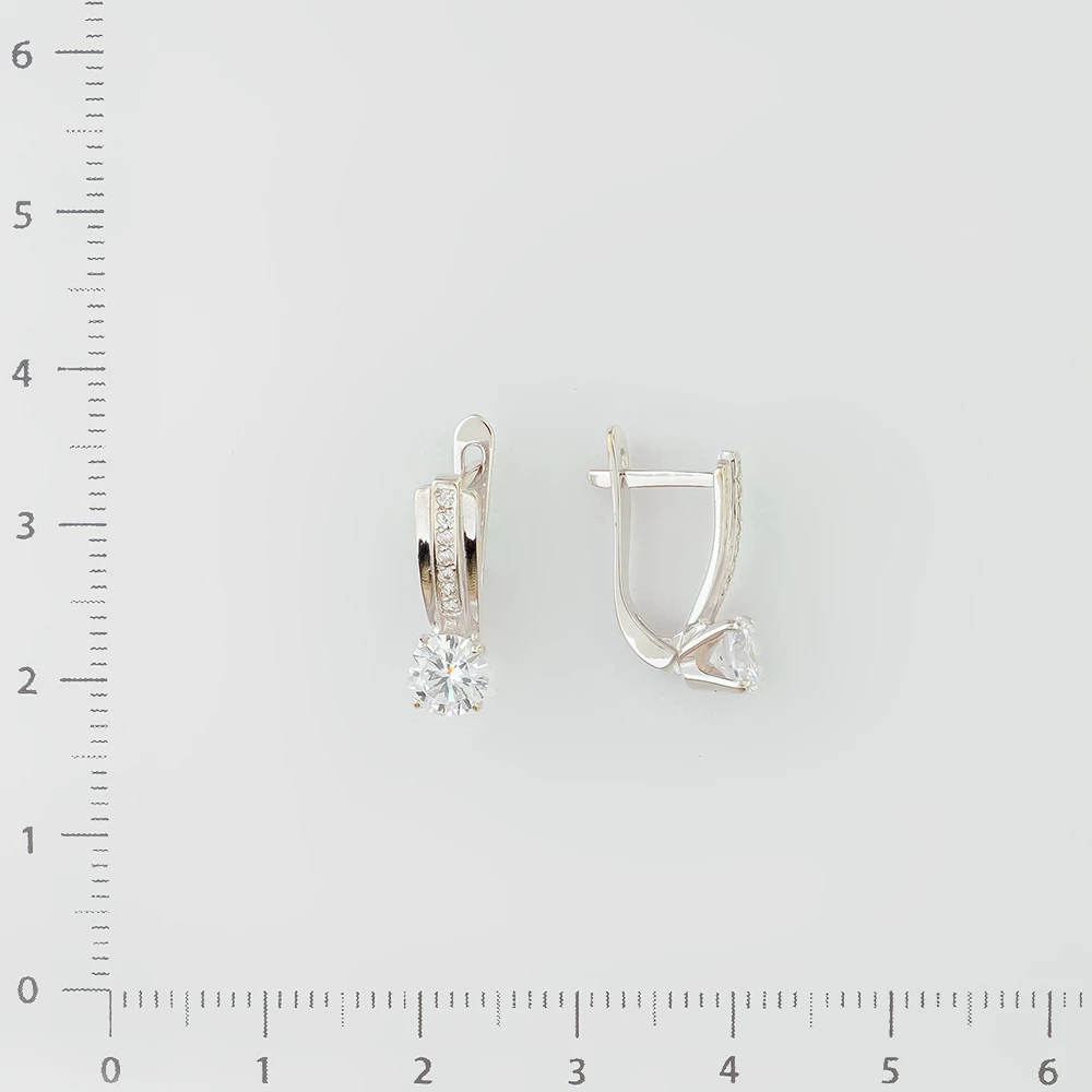 Серьги с фианитом из белого золота 585 пробы