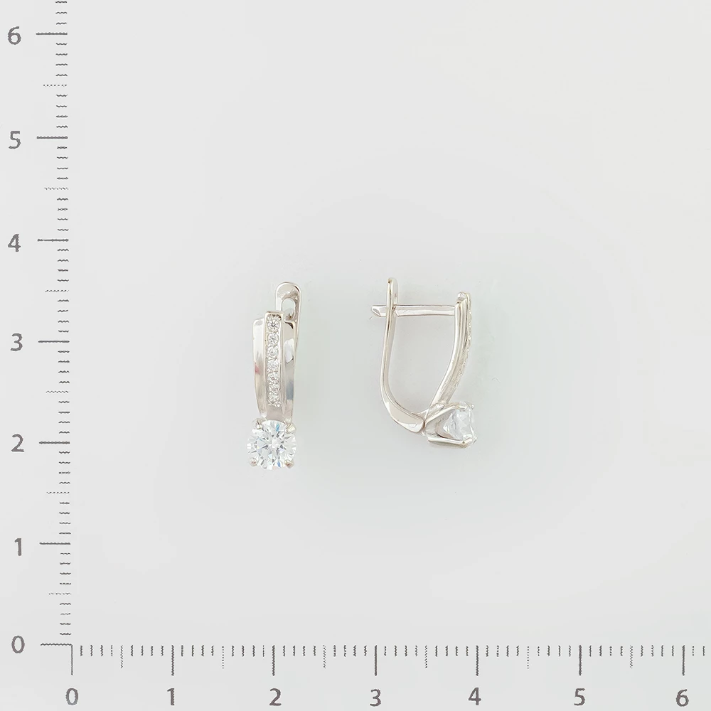 Серьги с фианитом из белого золота 585 пробы