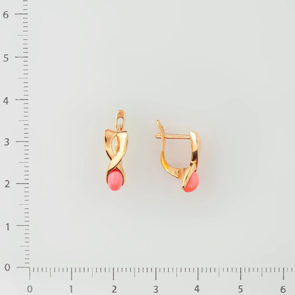 Серьги с кораллом из красного золота 585 пробы