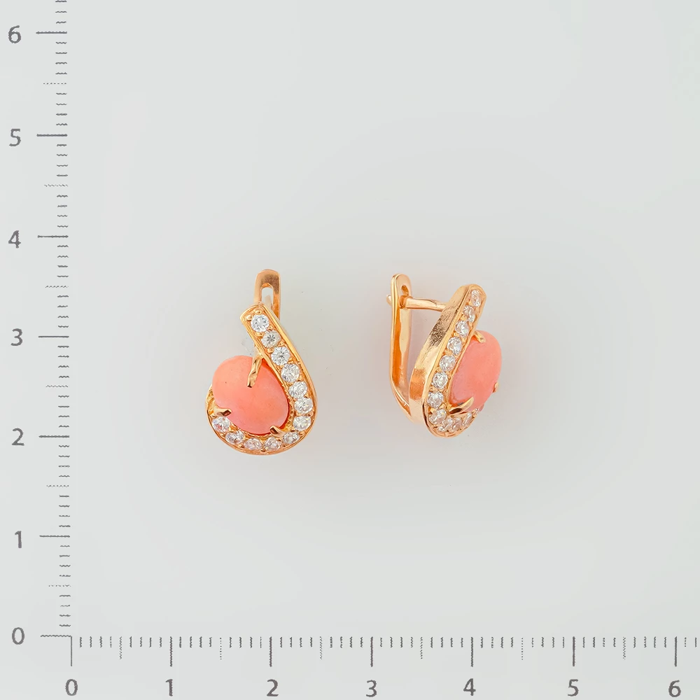 Серьги с кораллом из красного золота 585 пробы