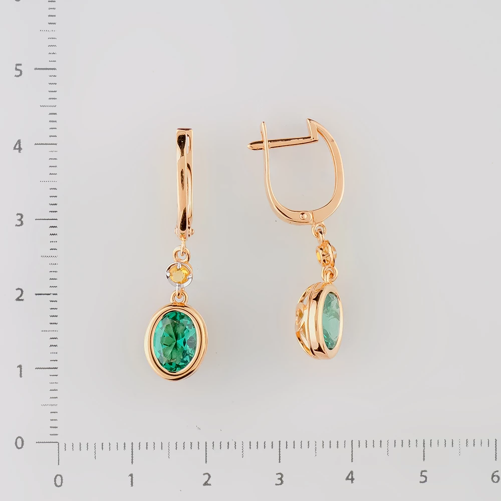 Серьги с цитрином из красного золота 585 пробы