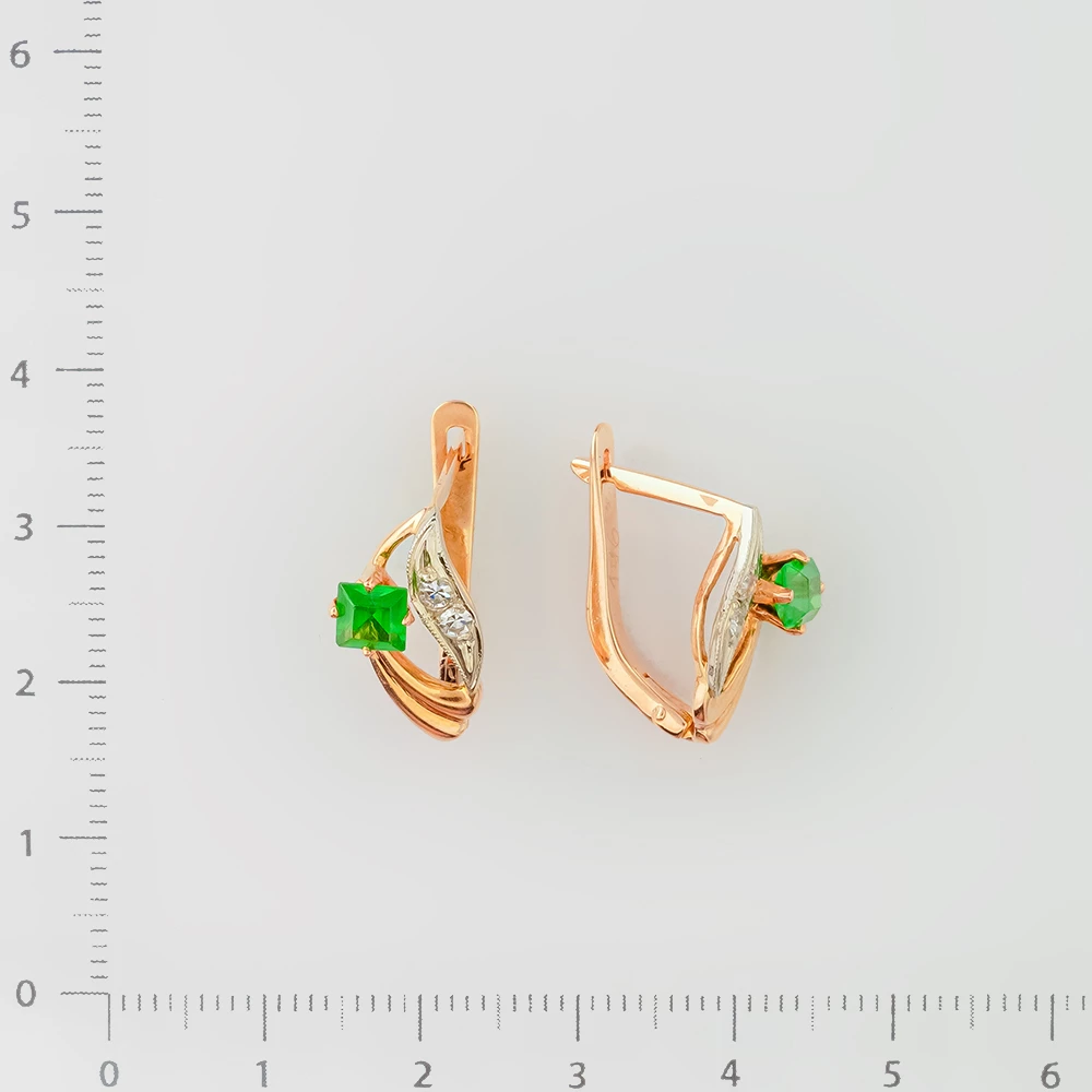 Серьги с ситаллом из красного золота 585 пробы