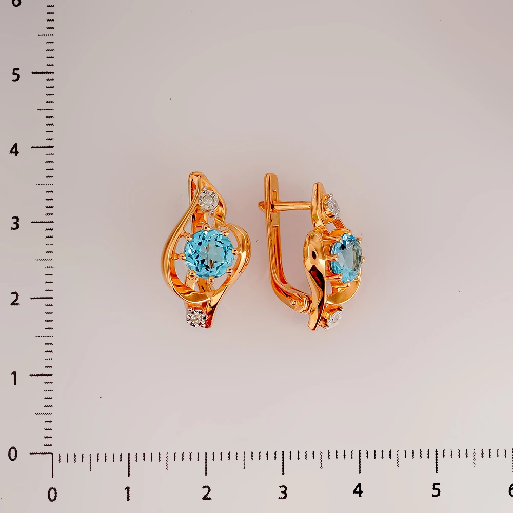 Серьги с топазом из красного золота 585 пробы