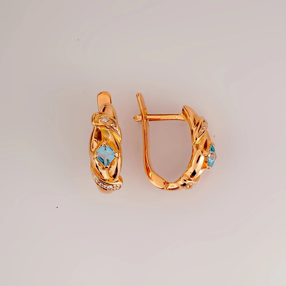 Серьги с топазом из красного золота 585 пробы