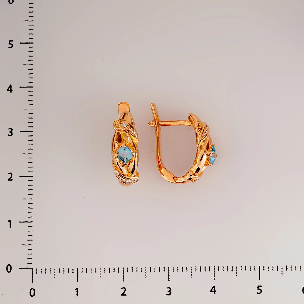 Серьги с топазом из красного золота 585 пробы