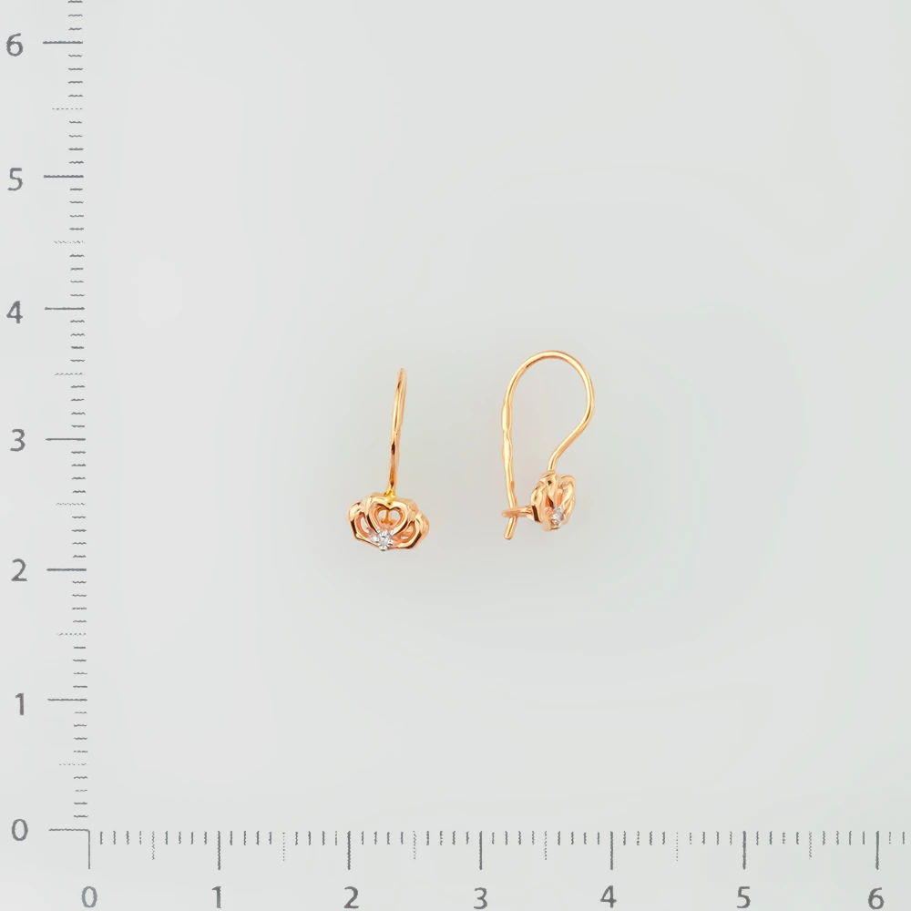 Серьги с бриллиантом из красного золота 585 пробы