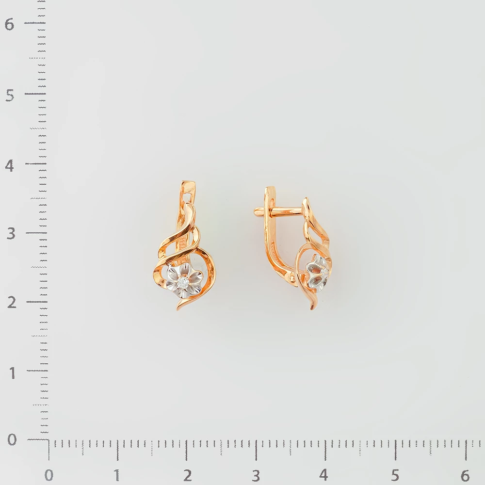 Серьги с бриллиантом из красного золота 585 пробы