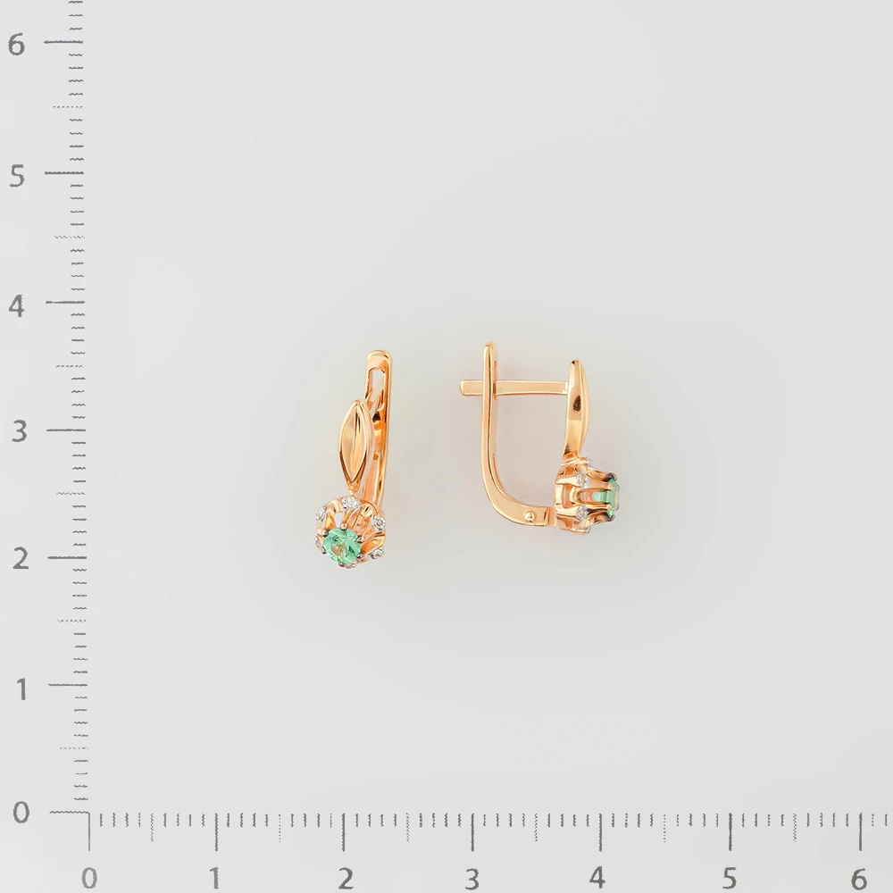 Серьги с изумрудом из красного золота 585 пробы