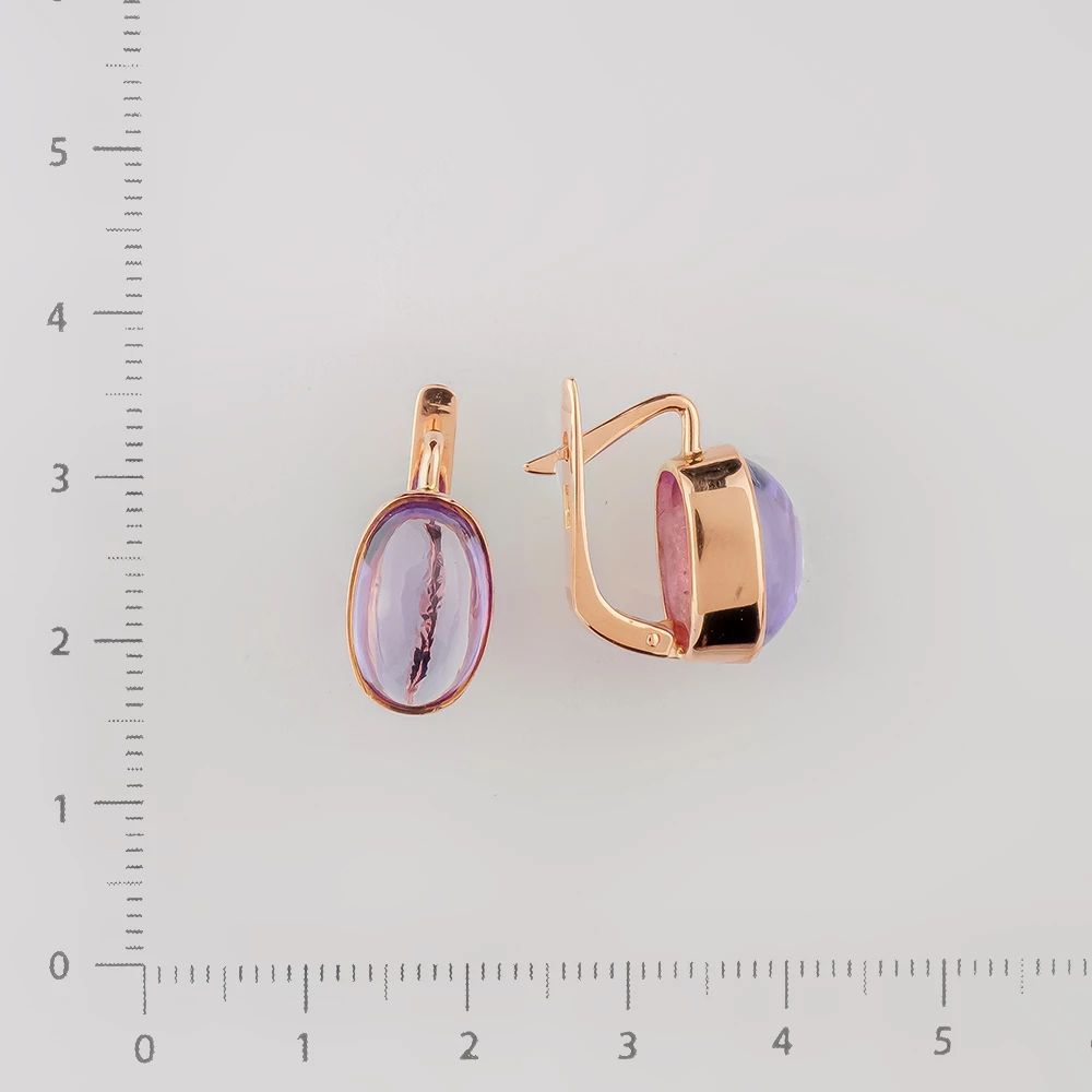 Серьги с корундом синтетическим из красного золота 583 пробы