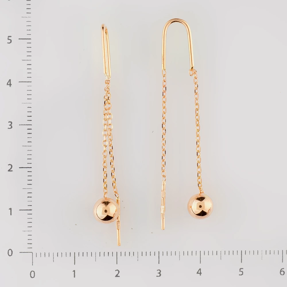 Серьги-продевки из красного золота 585 пробы